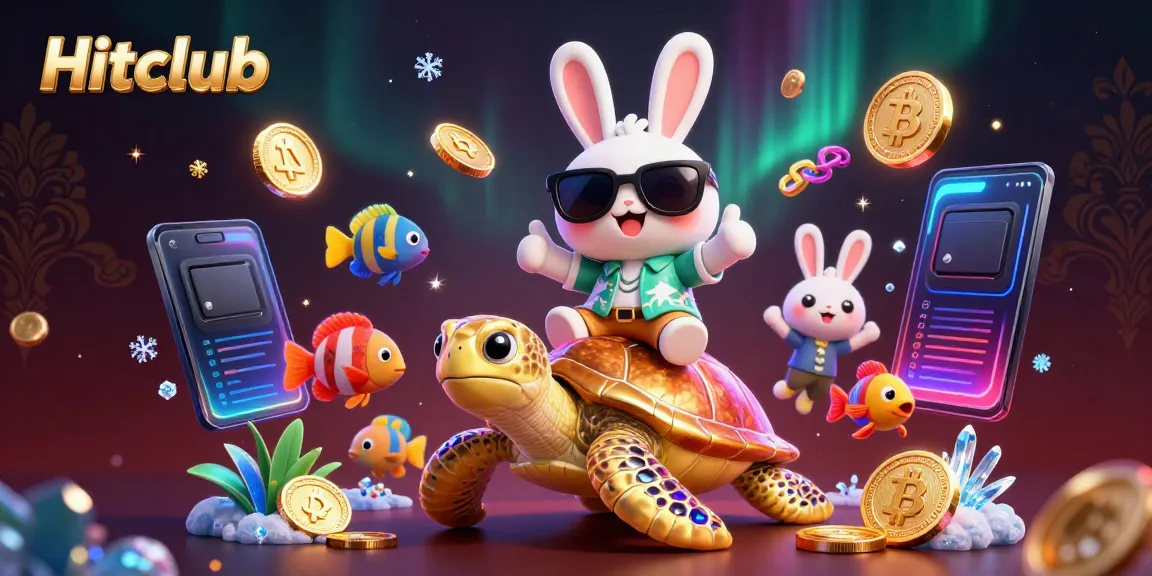 Engage with Hitclub's exciting gaming experience featuring vibrant characters and crypto elements.