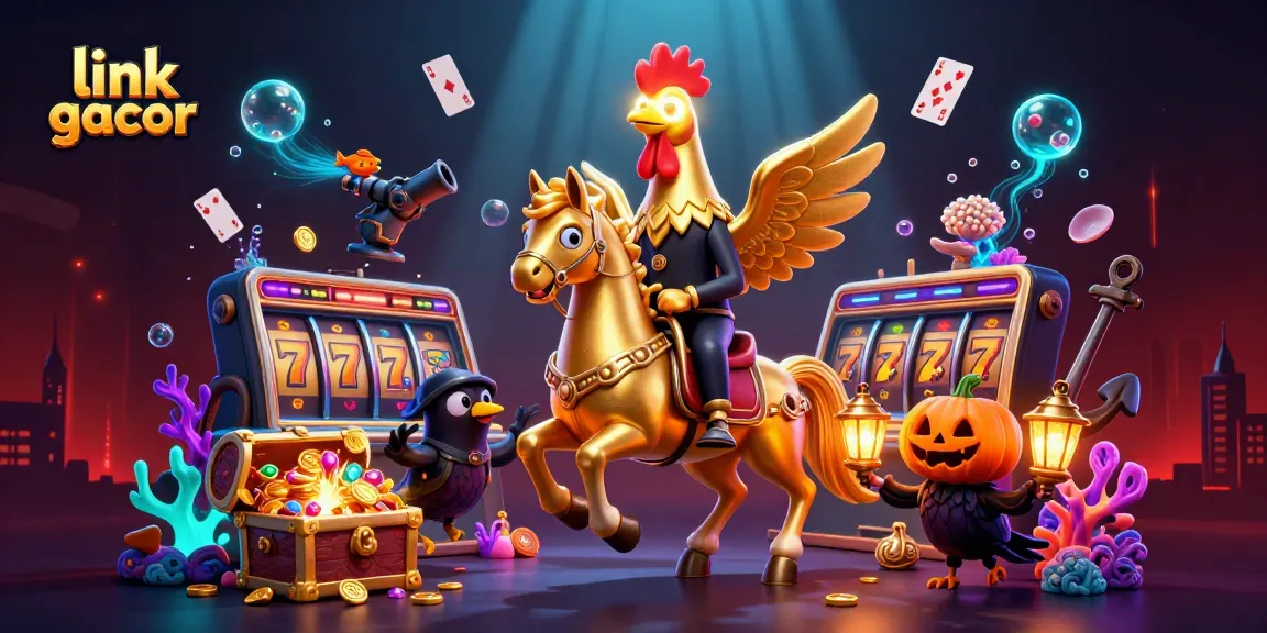 Experience the thrill of gaming with link gacor in a vibrant casino scene filled with lively characters and dynamic elements.
