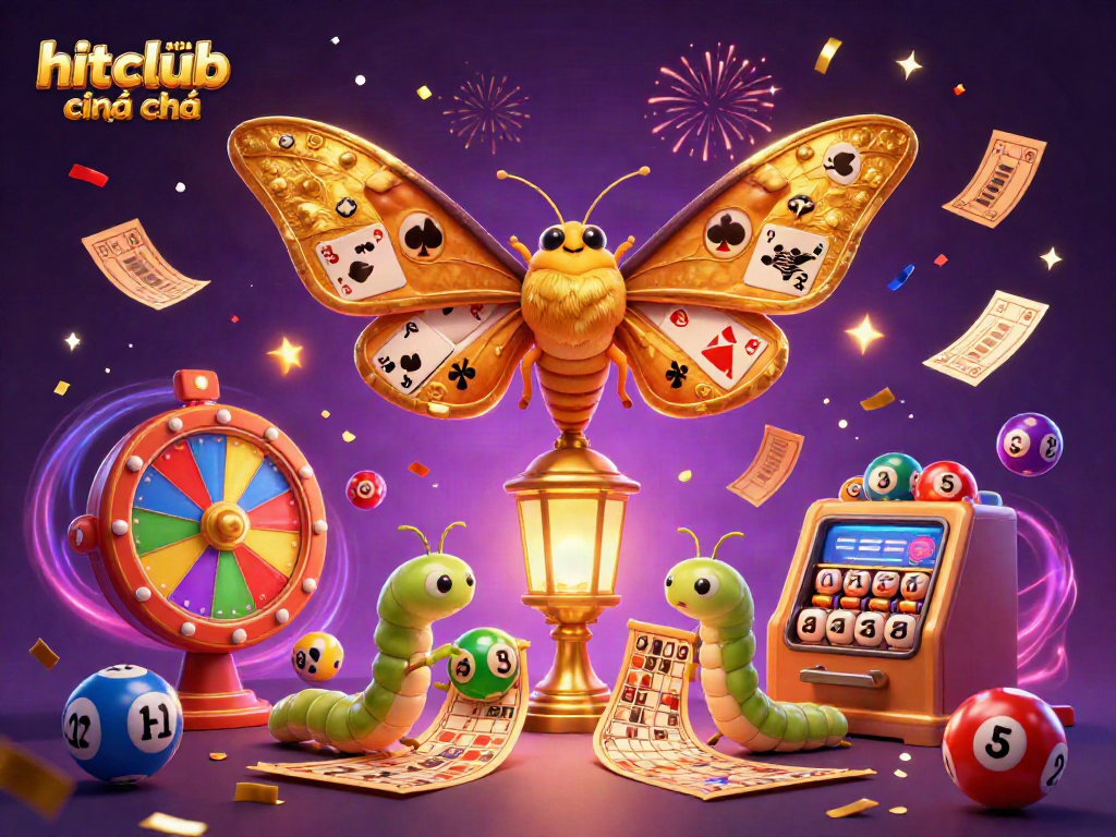 Experience excitement at hitclub chính chủ with vibrant casino elements and a magnificent moth.