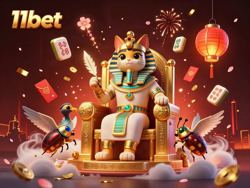 Join the thrilling world of 11bet with vibrant gaming elements and iconic characters in a stunning scene.