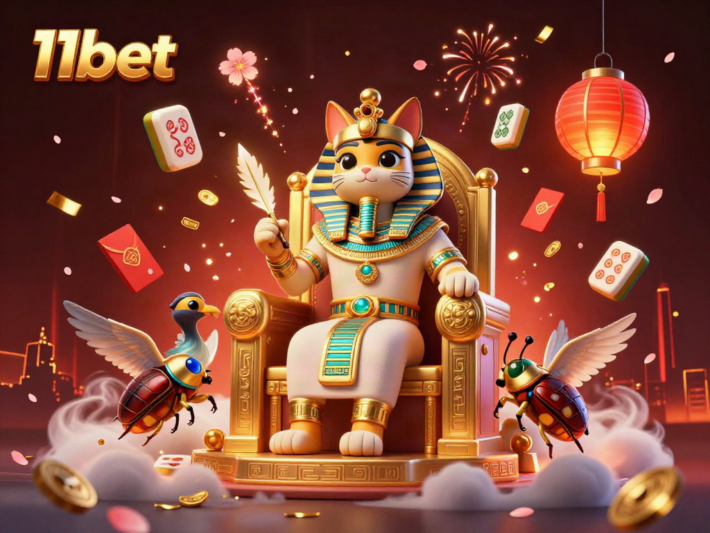 Join the thrilling world of 11bet with vibrant gaming elements and iconic characters in a stunning scene.