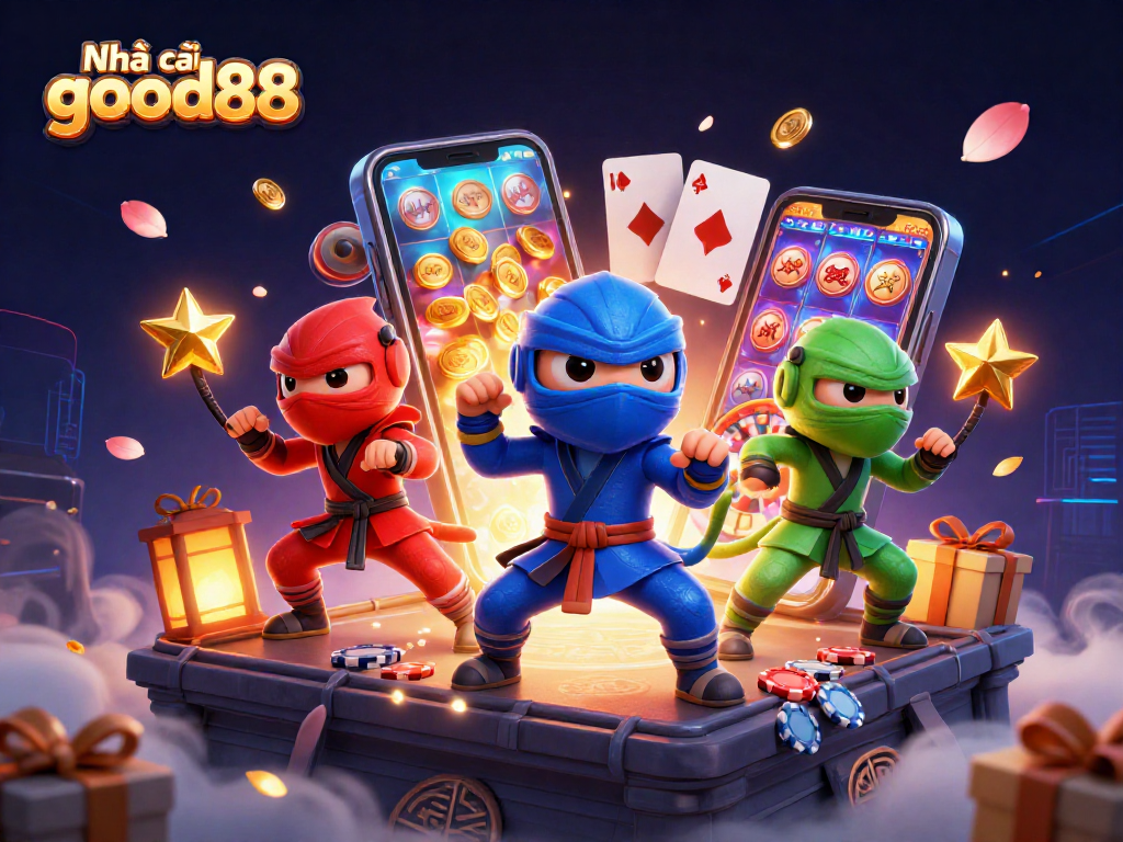 Engage in thrilling action at Nhà cái good88 with chameleon ninjas and exciting casino game elements.