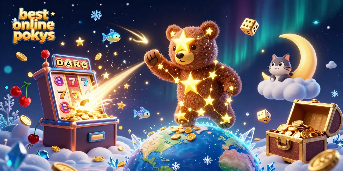 Experience the thrill of the best online pokies with a cosmic bear, coins, and jackpot excitement.